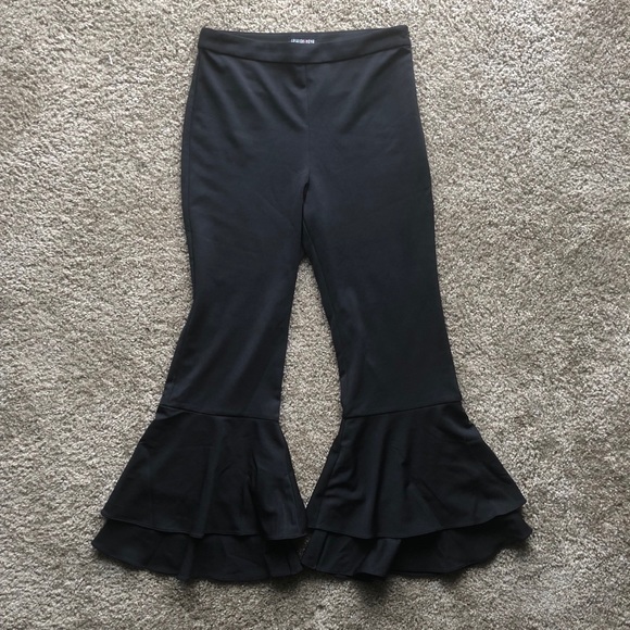 Fashion Nova Pants - High-waisted Cropped Ruffle Trousers